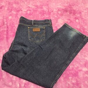 Wrangler Cowboy Cut Jeans Men's 46x30.5 Slim Fit Premium Performance Blue - Read